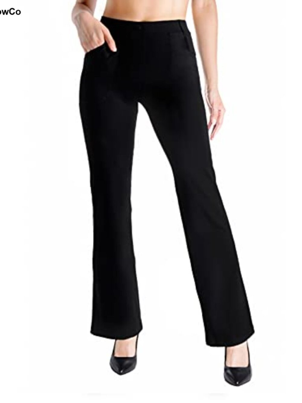 Flare Yoga Dress Pants for Work Pull-On Stretch Faux Fly